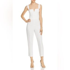 Amanda Uprichard Nia Straight-leg Jumpsuit In White Combo, Size M